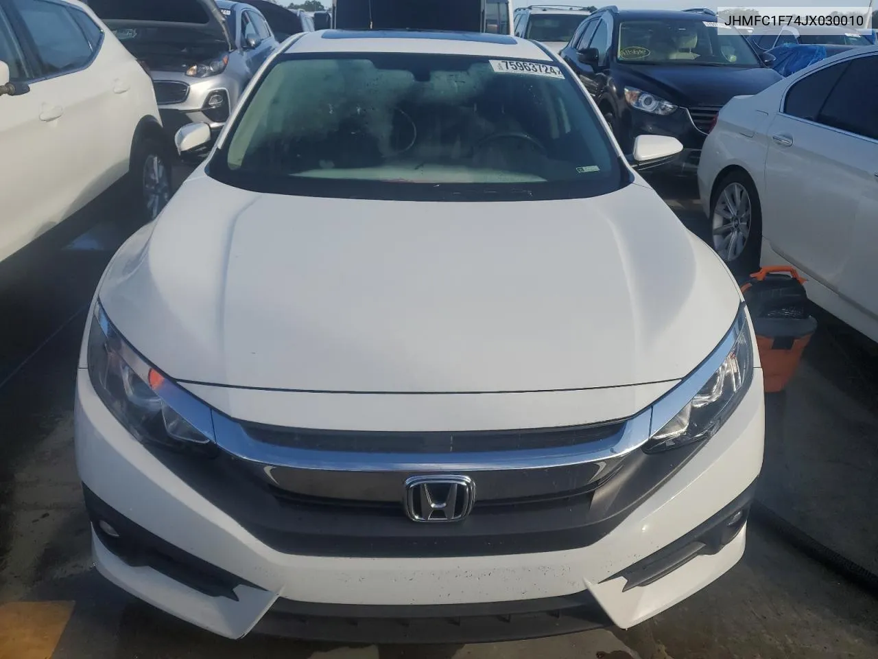 2018 Honda Civic Exl VIN: JHMFC1F74JX030010 Lot: 75963724