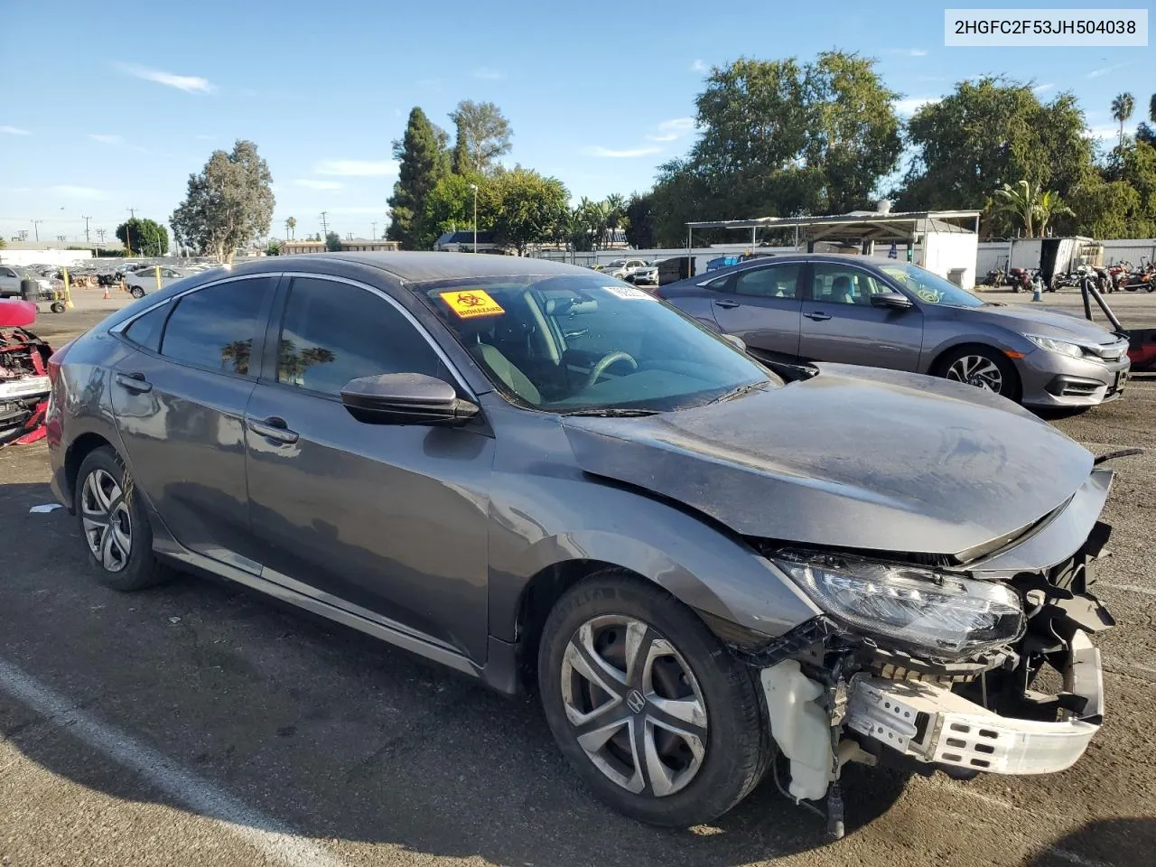 2018 Honda Civic Lx VIN: 2HGFC2F53JH504038 Lot: 76052274