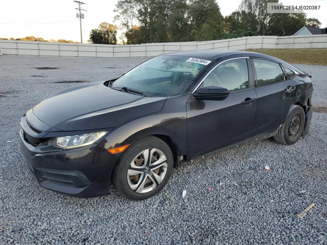 2018 Honda Civic Lx VIN: 19XFC2F54JE020387 Lot: 76342984