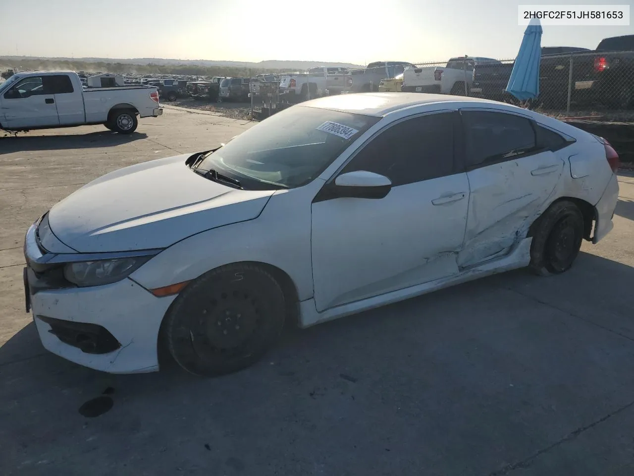 2018 Honda Civic Lx VIN: 2HGFC2F51JH581653 Lot: 77606394