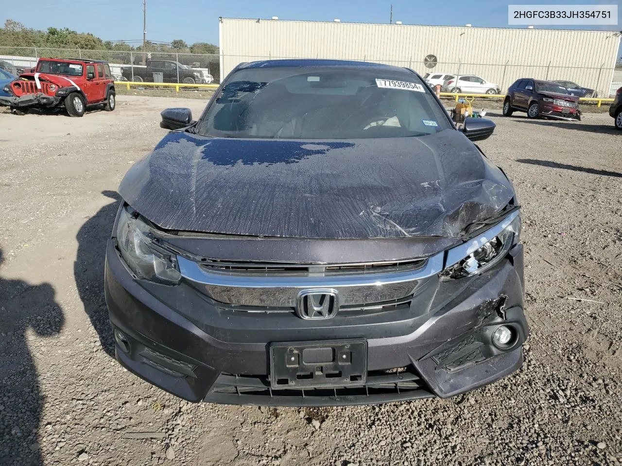 2018 Honda Civic Ex VIN: 2HGFC3B33JH354751 Lot: 77939854