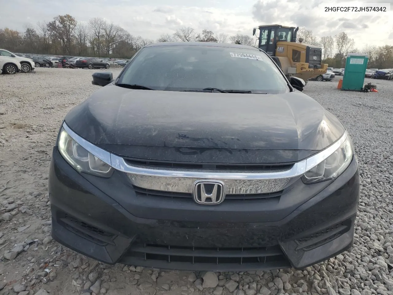 2HGFC2F72JH574342 2018 Honda Civic Ex