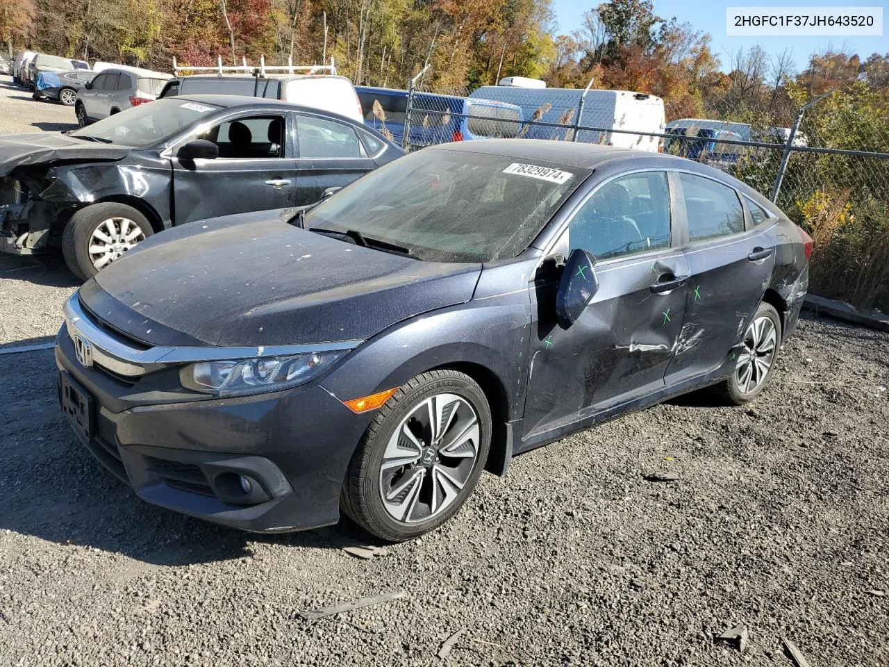 2HGFC1F37JH643520 2018 Honda Civic Ex