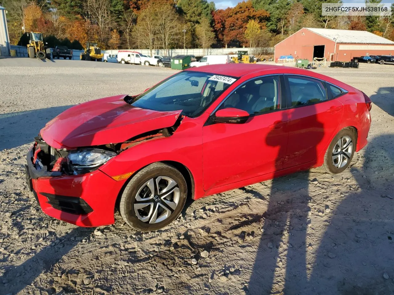 2018 Honda Civic Lx VIN: 2HGFC2F5XJH538168 Lot: 78457474