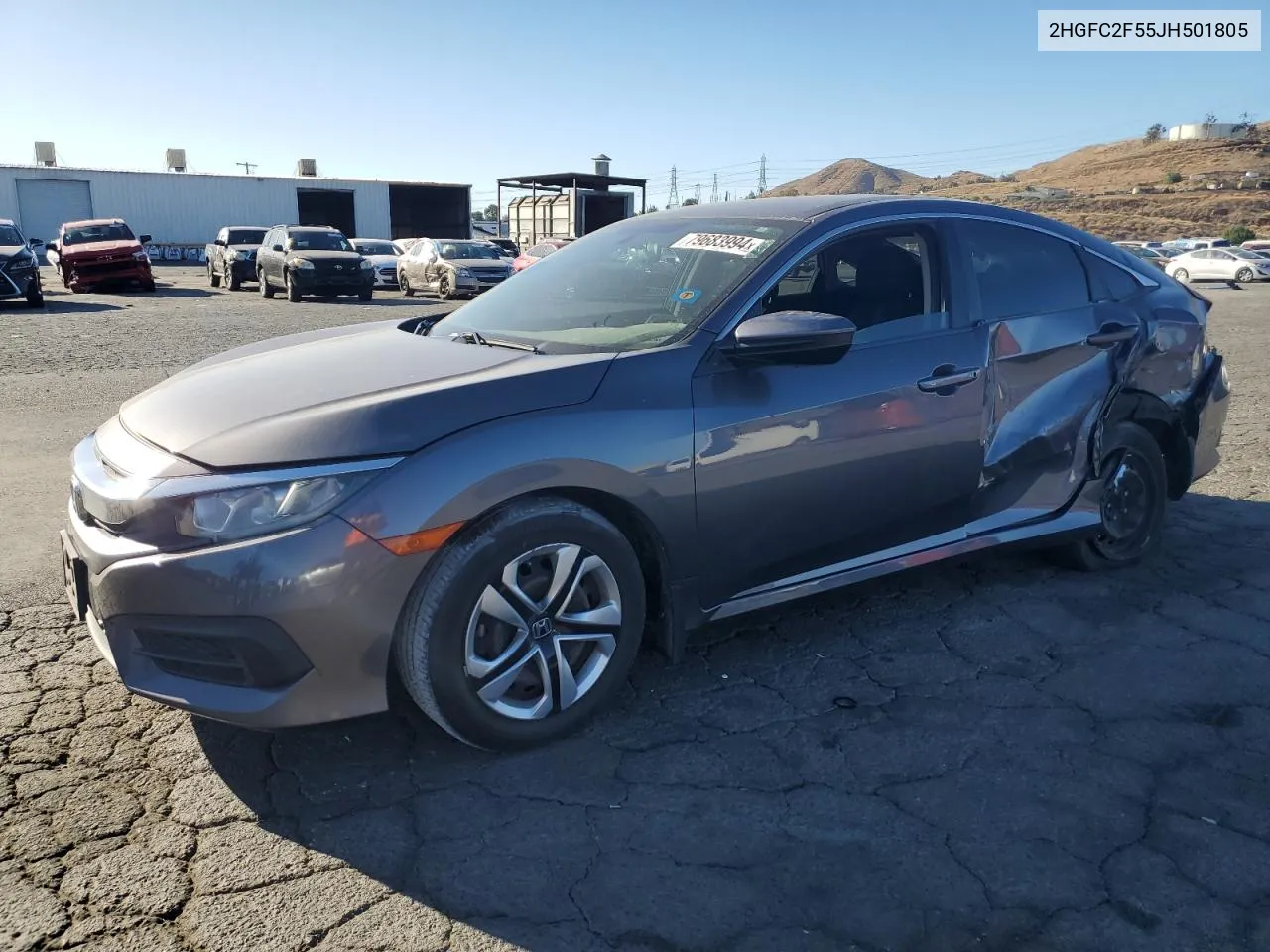 2018 Honda Civic Lx VIN: 2HGFC2F55JH501805 Lot: 79683994