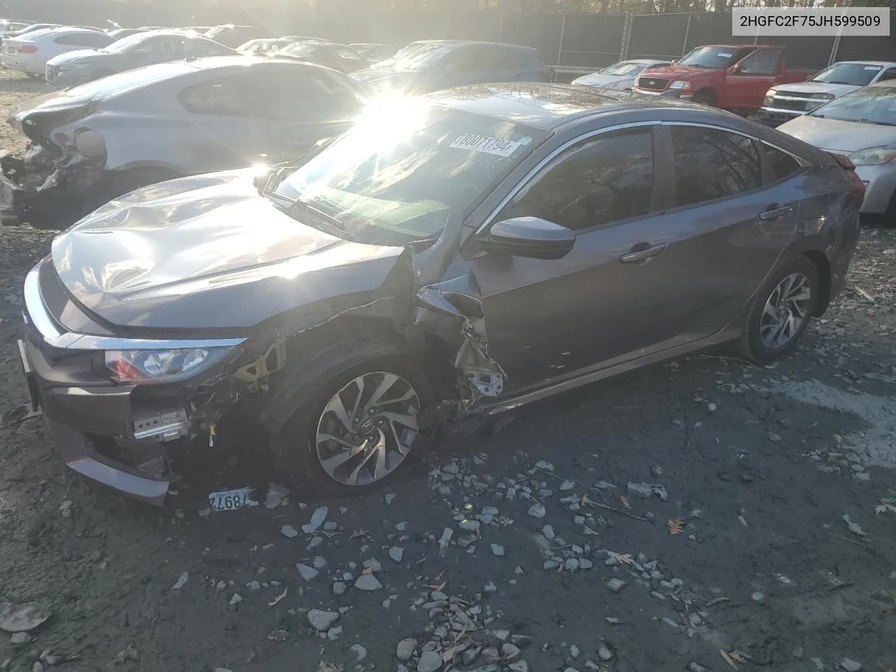 2018 Honda Civic Ex VIN: 2HGFC2F75JH599509 Lot: 80071794