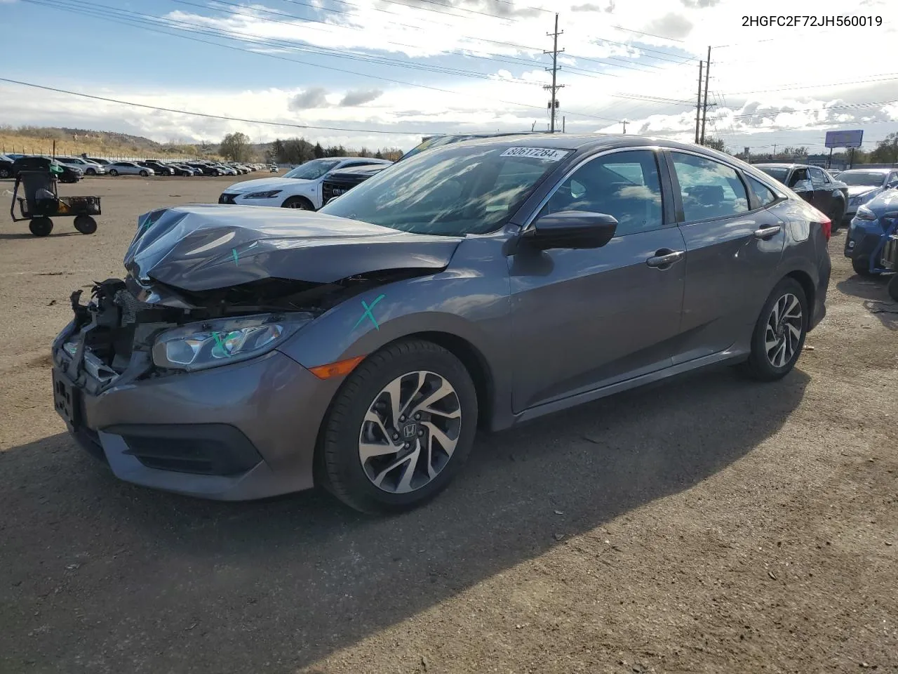 2018 Honda Civic Ex VIN: 2HGFC2F72JH560019 Lot: 80617284