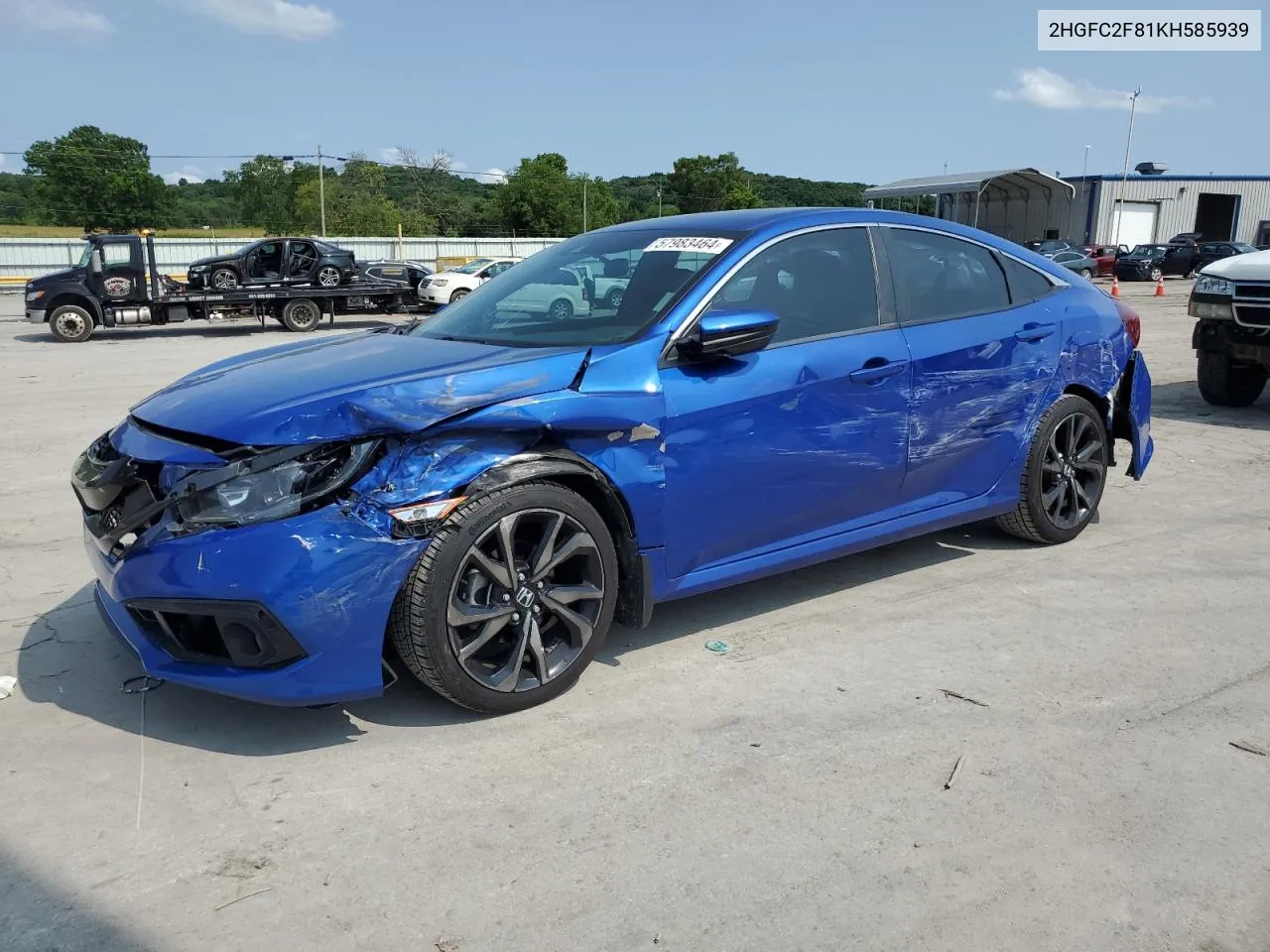 2019 Honda Civic Sport VIN: 2HGFC2F81KH585939 Lot: 57983464