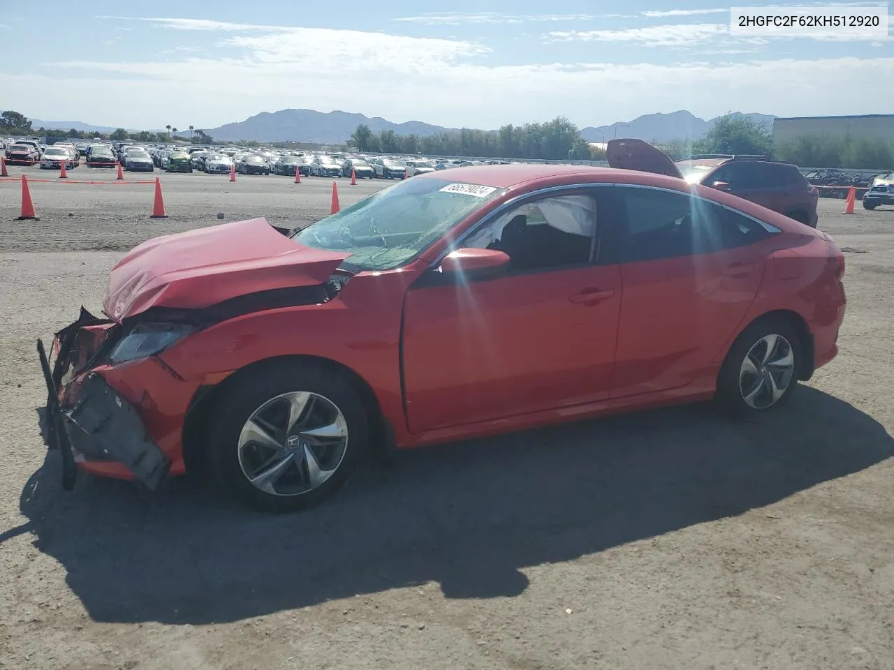 2019 Honda Civic Lx VIN: 2HGFC2F62KH512920 Lot: 66579024