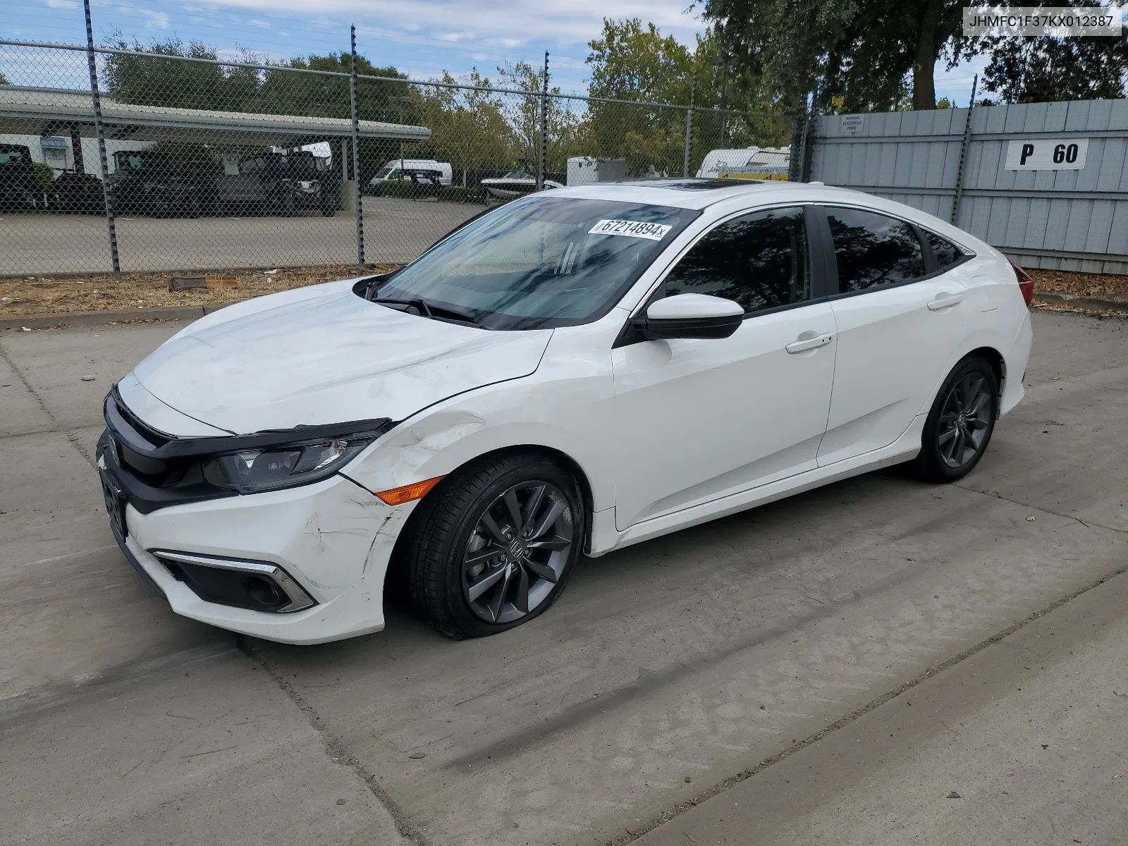 JHMFC1F37KX012387 2019 Honda Civic Ex