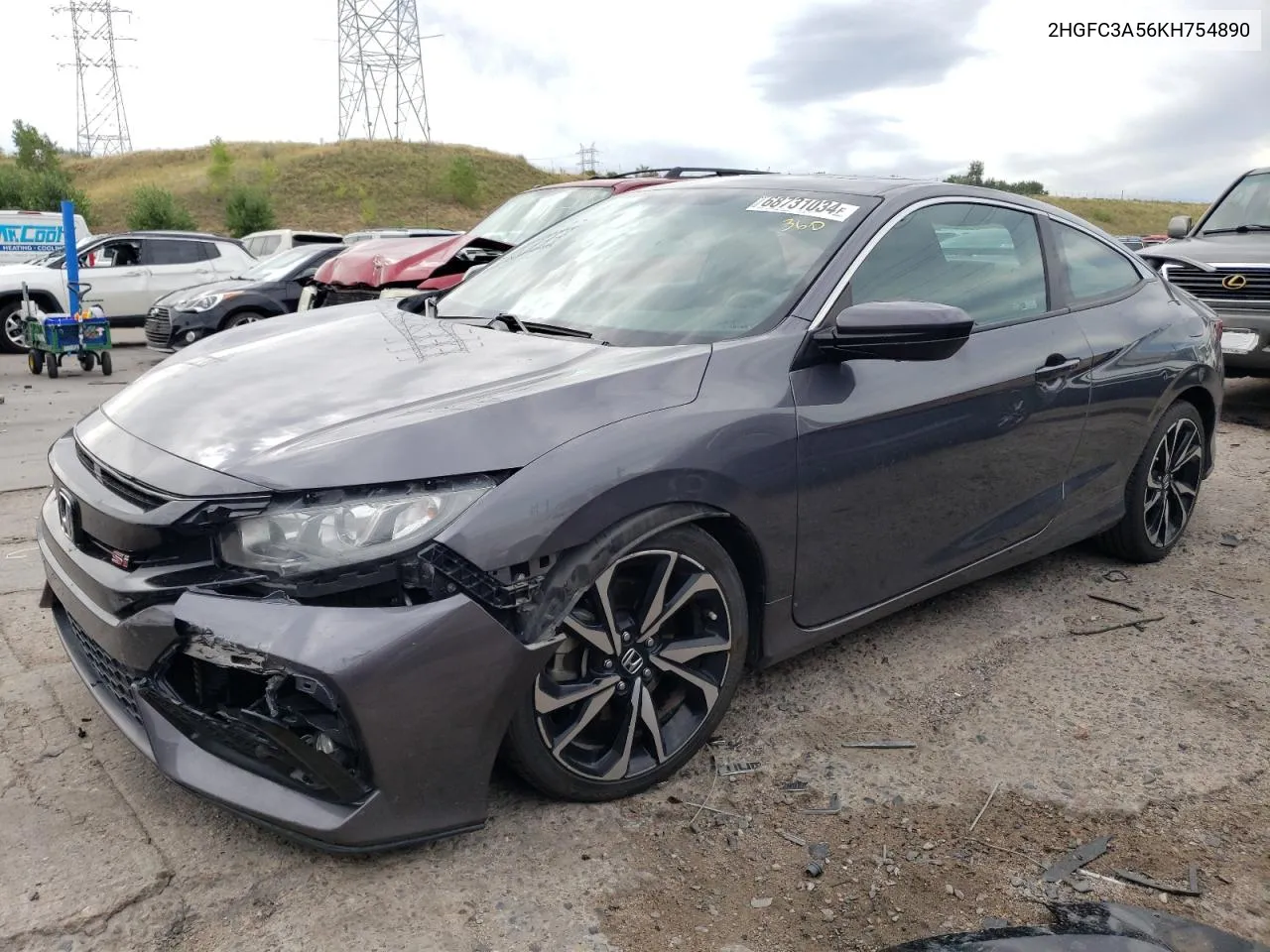 2019 Honda Civic Si VIN: 2HGFC3A56KH754890 Lot: 68731034