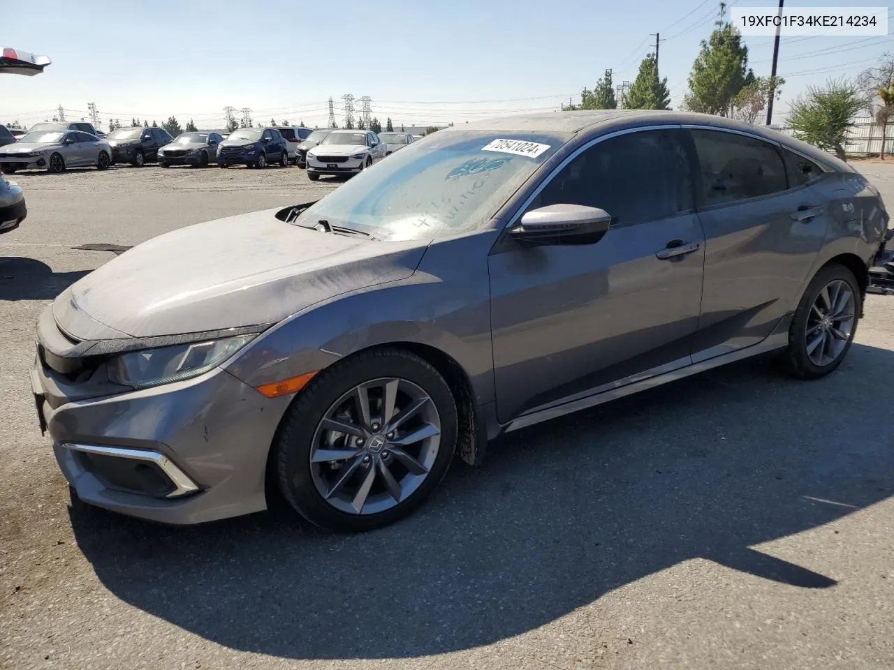 2019 Honda Civic Ex VIN: 19XFC1F34KE214234 Lot: 70541024