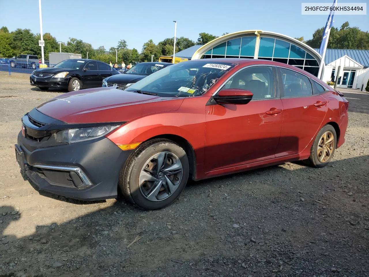 2019 Honda Civic Lx VIN: 2HGFC2F60KH534494 Lot: 71450824