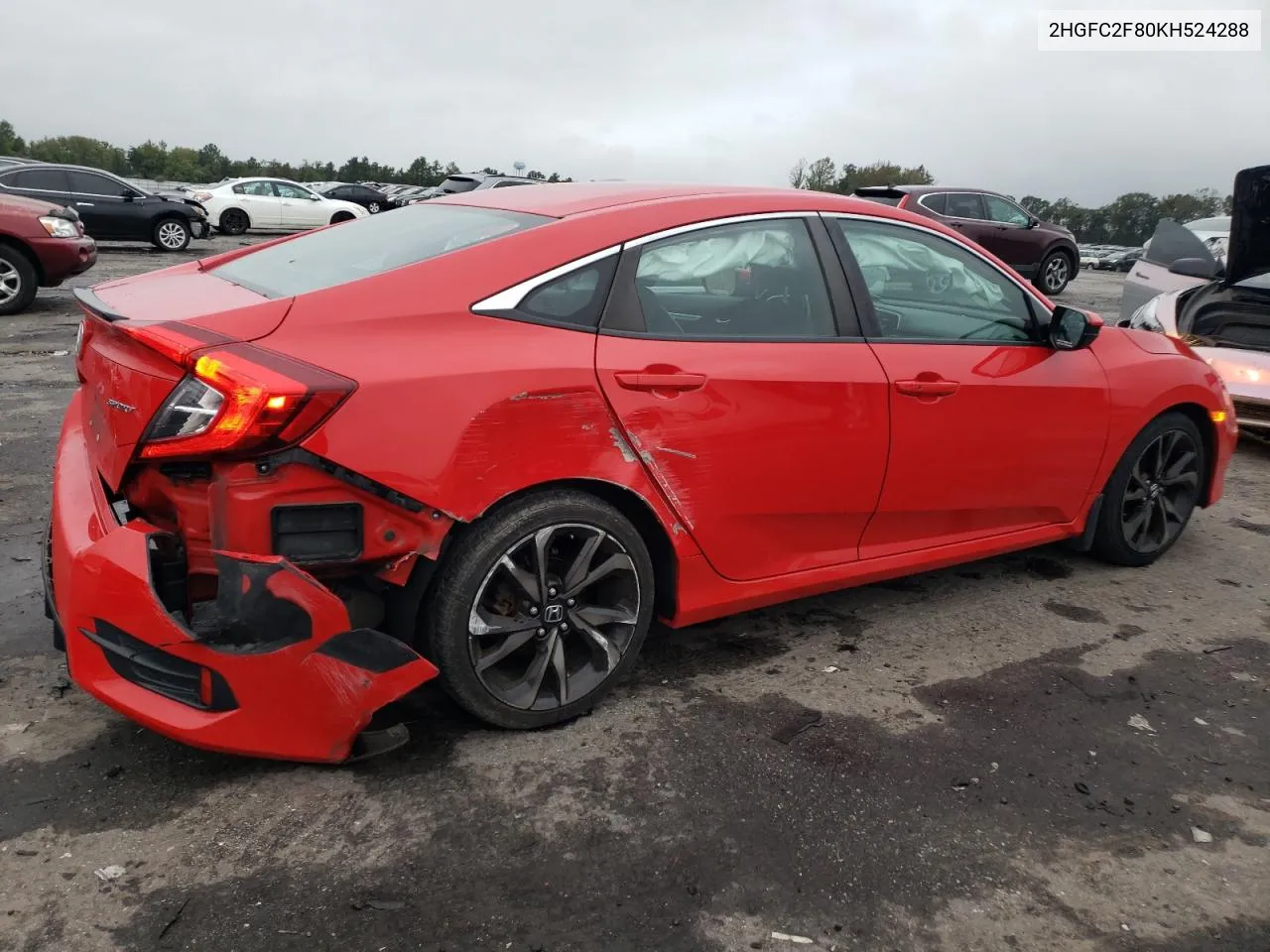 2019 Honda Civic Sport VIN: 2HGFC2F80KH524288 Lot: 73133554