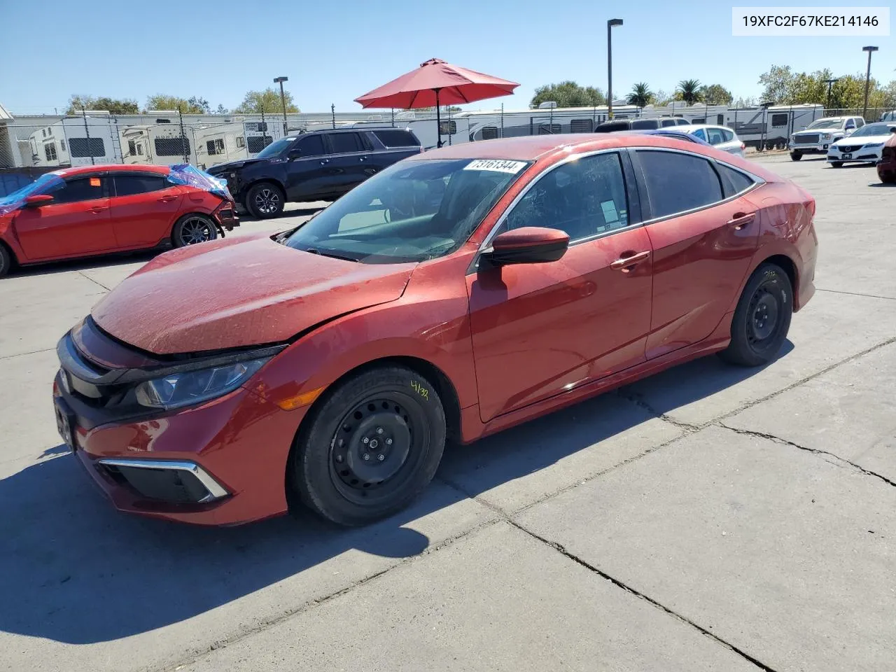 2019 Honda Civic Lx VIN: 19XFC2F67KE214146 Lot: 73161344