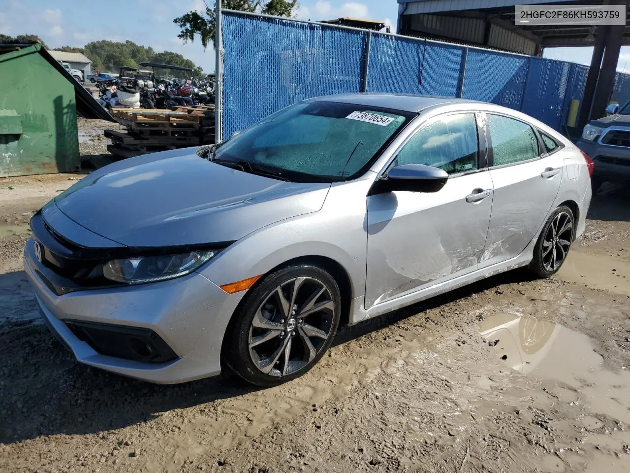 2019 Honda Civic Sport VIN: 2HGFC2F86KH593759 Lot: 73870654