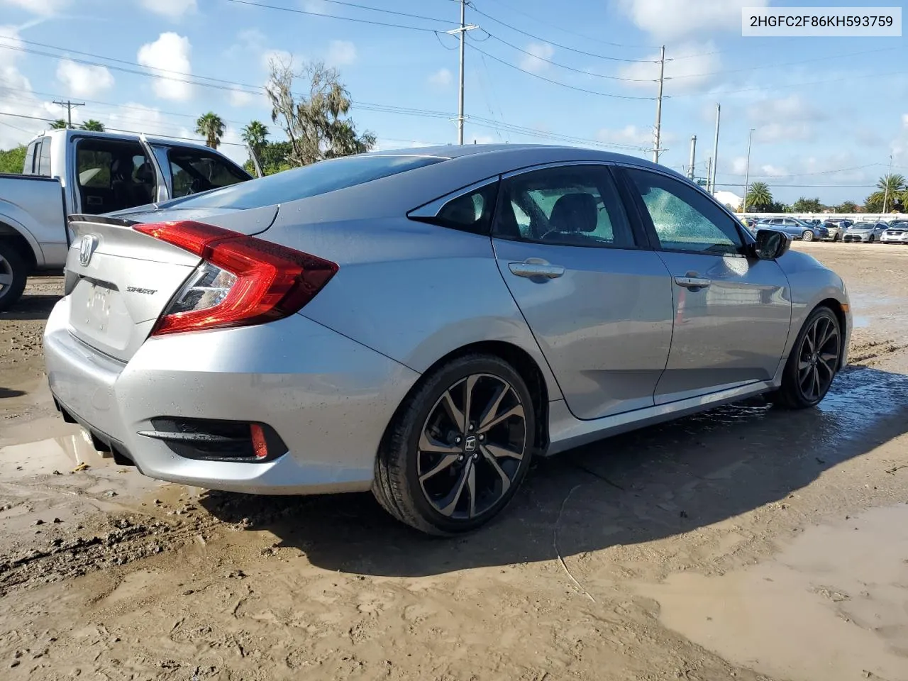 2019 Honda Civic Sport VIN: 2HGFC2F86KH593759 Lot: 73870654