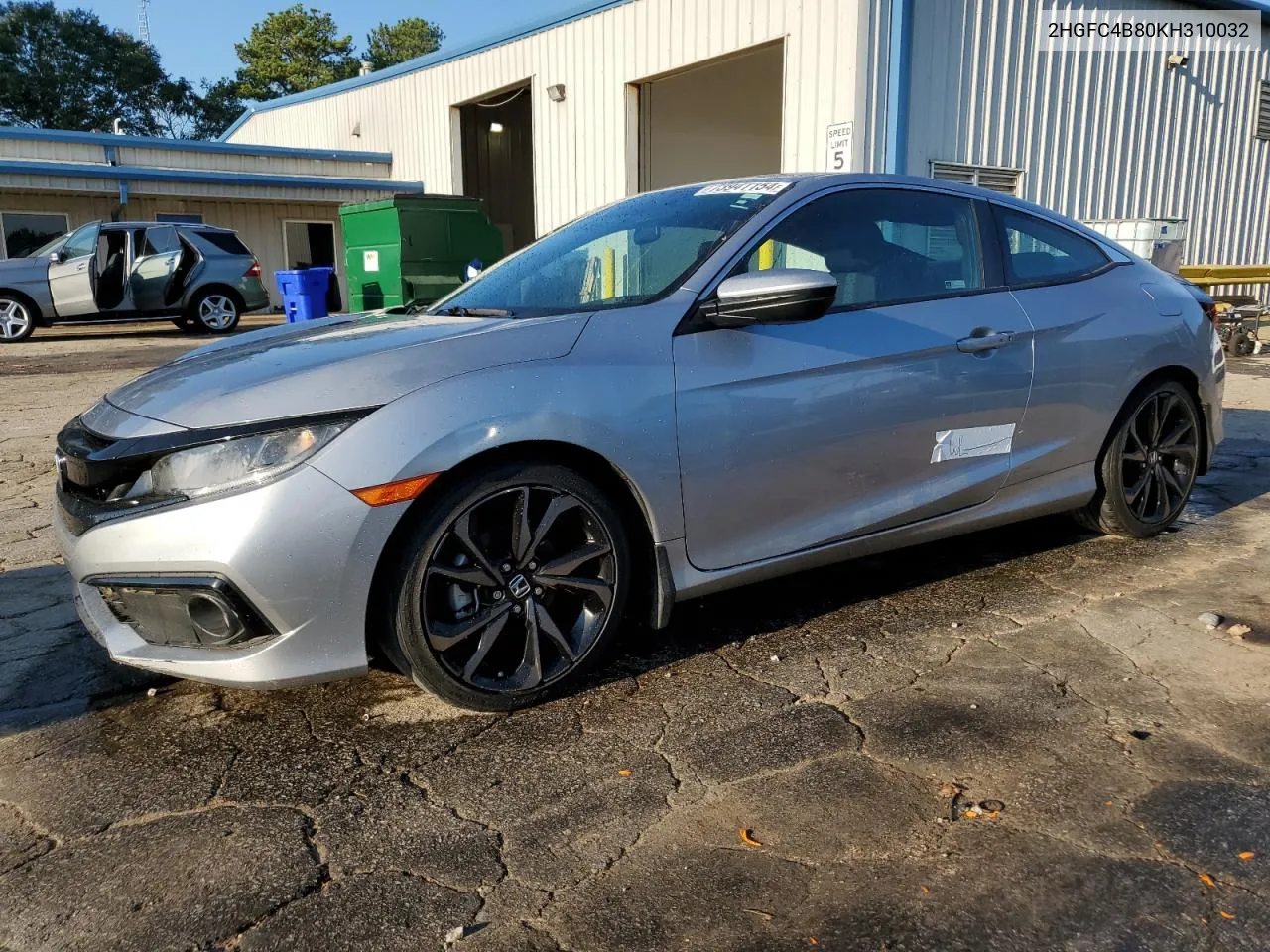 2HGFC4B80KH310032 2019 Honda Civic Sport