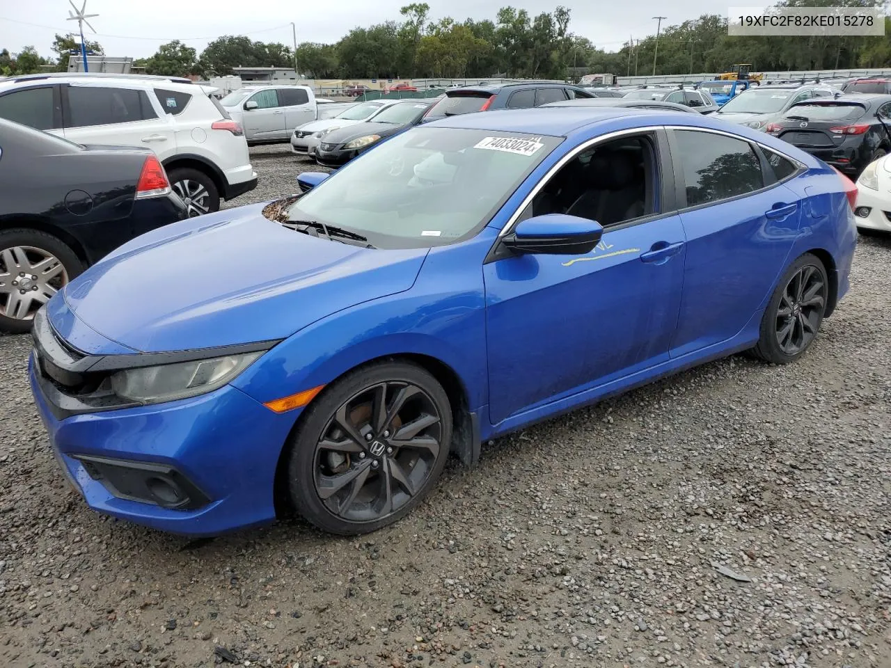 2019 Honda Civic Sport VIN: 19XFC2F82KE015278 Lot: 74033024