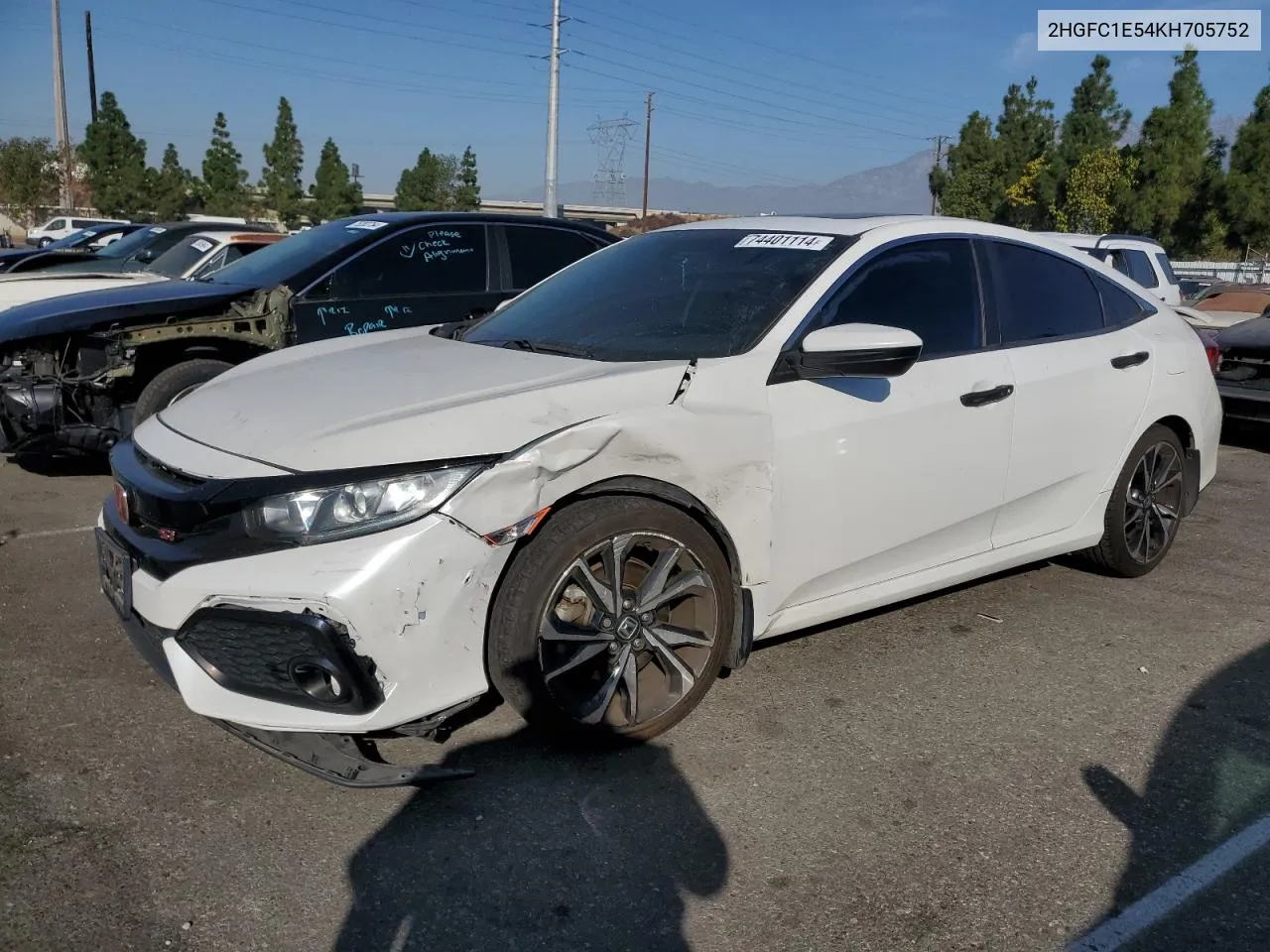 2019 Honda Civic Si VIN: 2HGFC1E54KH705752 Lot: 74401114