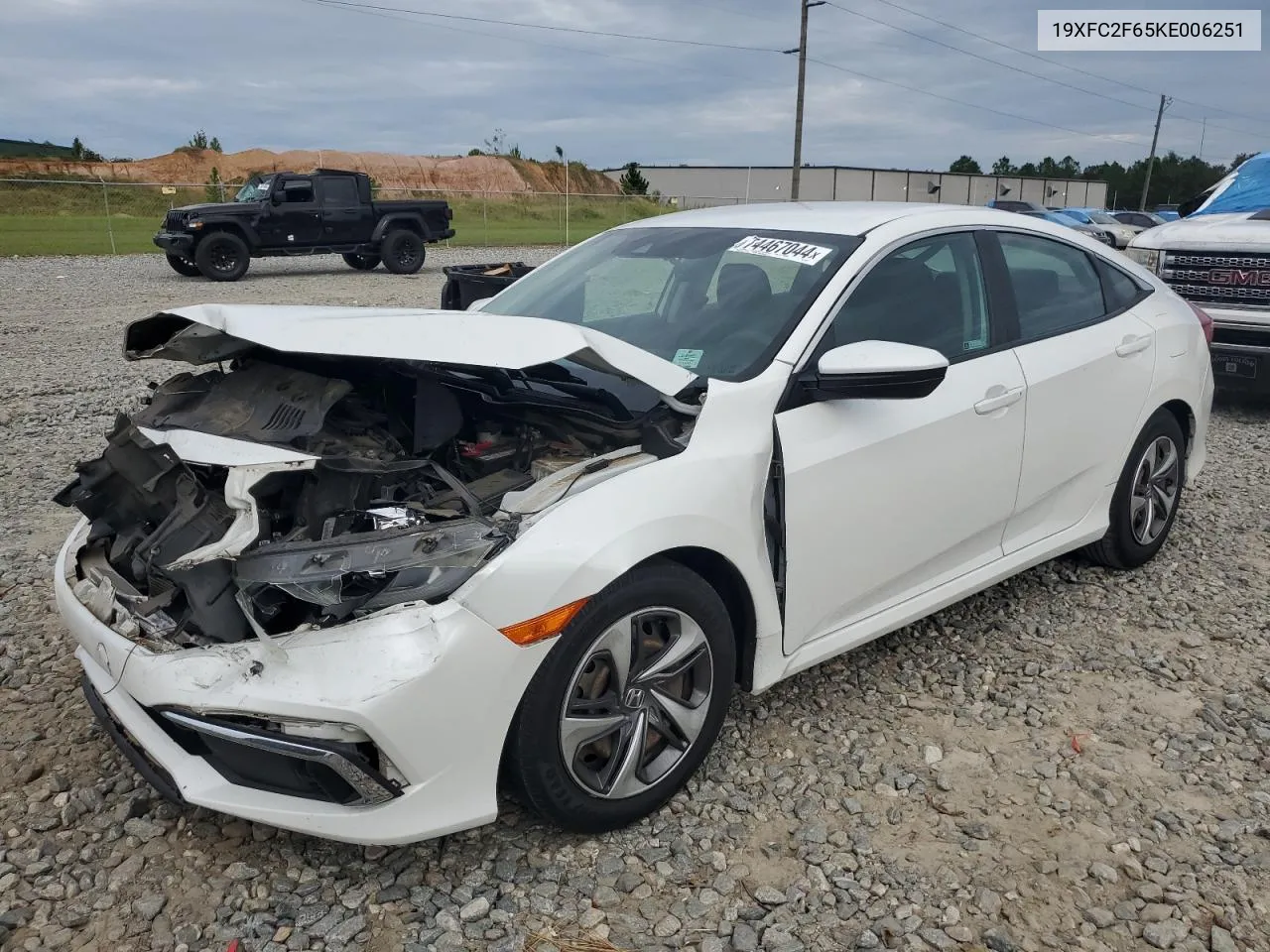 2019 Honda Civic Lx VIN: 19XFC2F65KE006251 Lot: 74467044