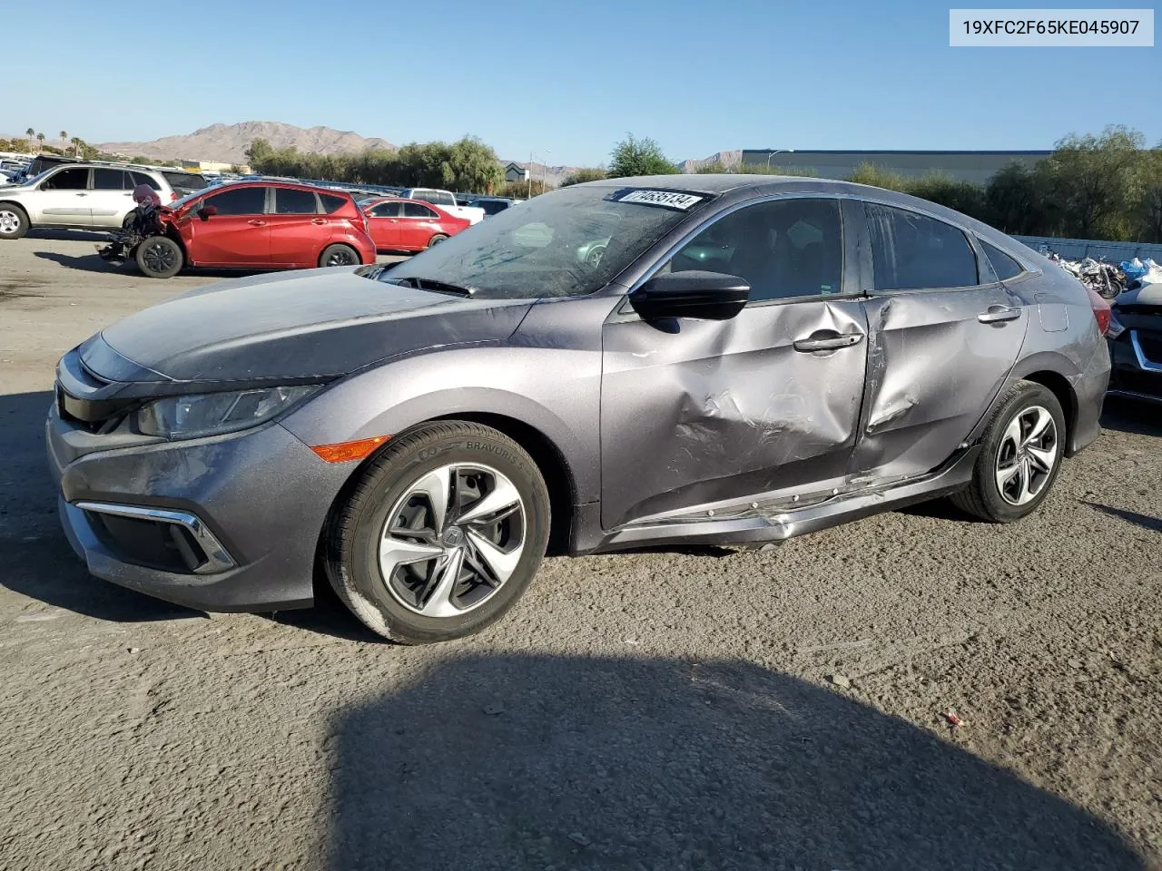 2019 Honda Civic Lx VIN: 19XFC2F65KE045907 Lot: 74635134