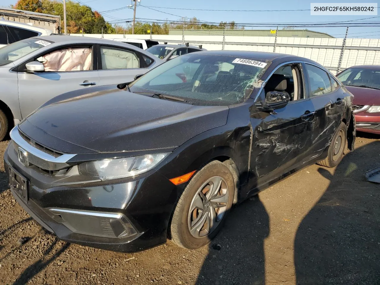 2019 Honda Civic Lx VIN: 2HGFC2F65KH580242 Lot: 74886394