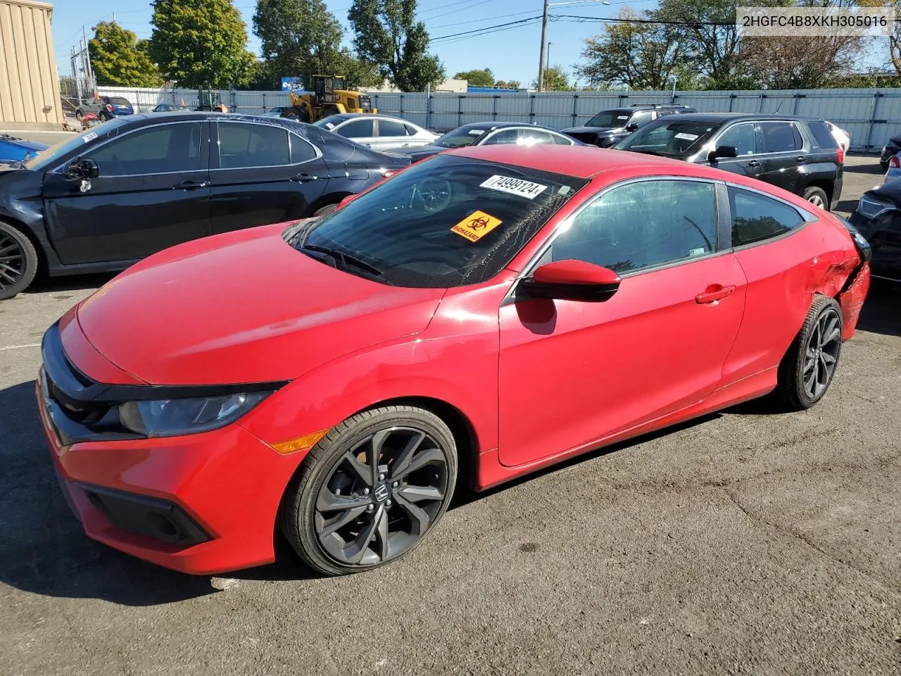 2019 Honda Civic Sport VIN: 2HGFC4B8XKH305016 Lot: 74999124