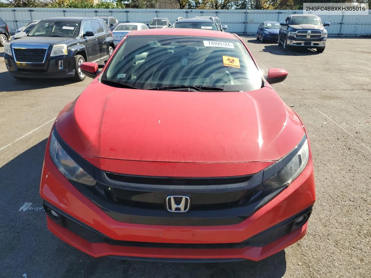 2019 Honda Civic Sport VIN: 2HGFC4B8XKH305016 Lot: 74999124