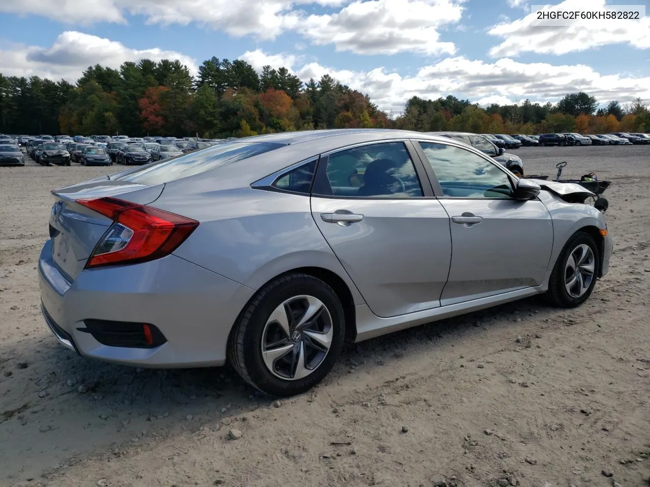 2019 Honda Civic Lx VIN: 2HGFC2F60KH582822 Lot: 75548574