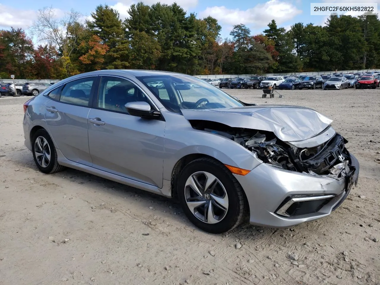 2019 Honda Civic Lx VIN: 2HGFC2F60KH582822 Lot: 75548574