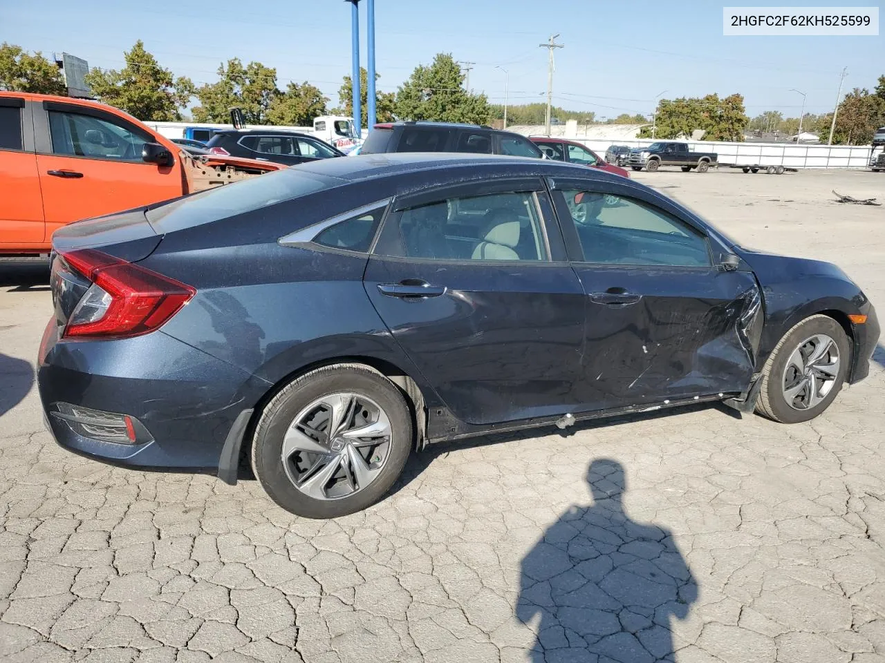 2019 Honda Civic Lx VIN: 2HGFC2F62KH525599 Lot: 75624164