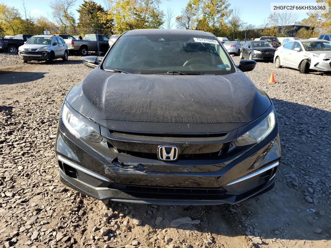 2019 Honda Civic Lx VIN: 2HGFC2F66KH536363 Lot: 75731534