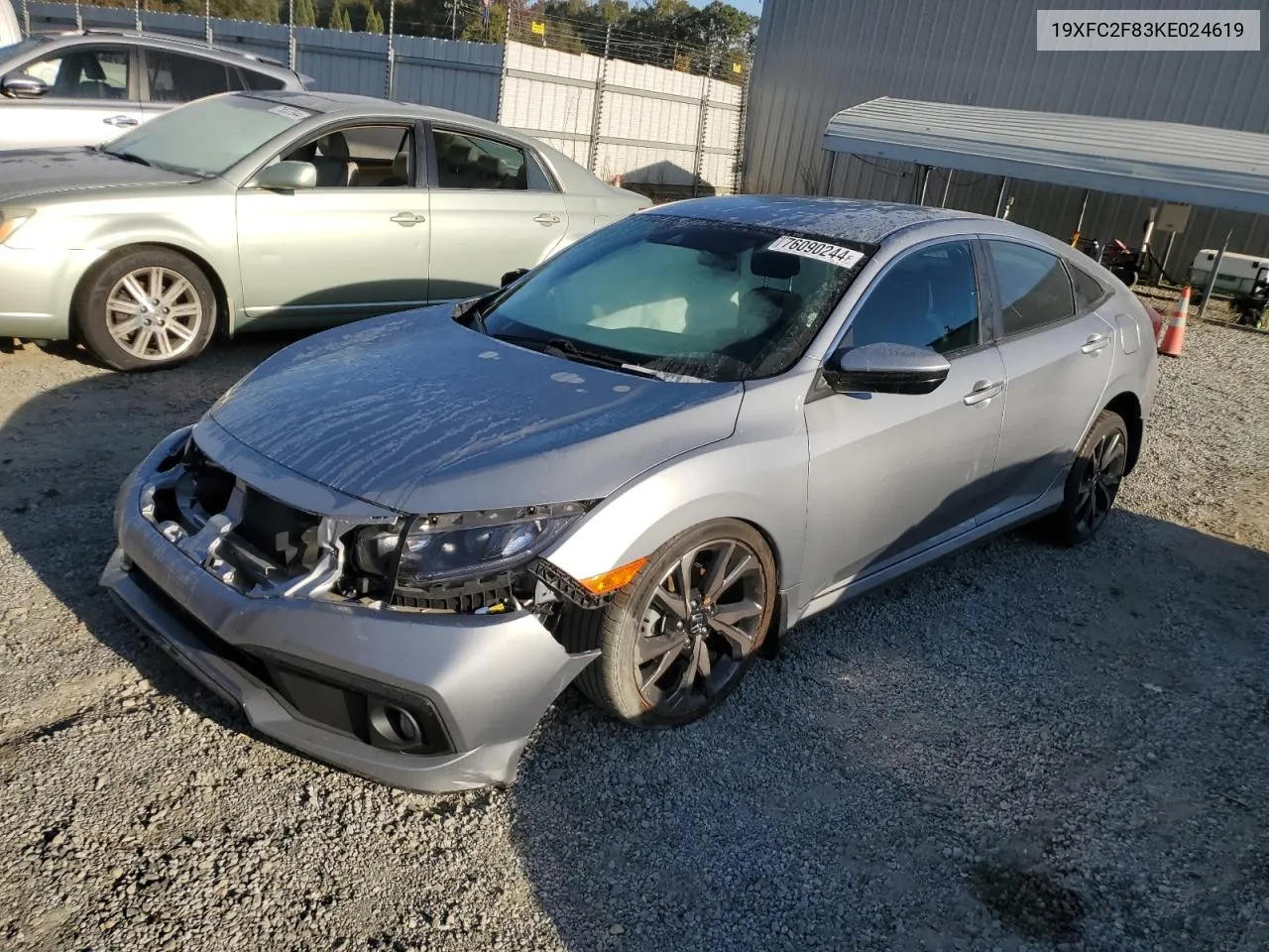 2019 Honda Civic Sport VIN: 19XFC2F83KE024619 Lot: 76090244