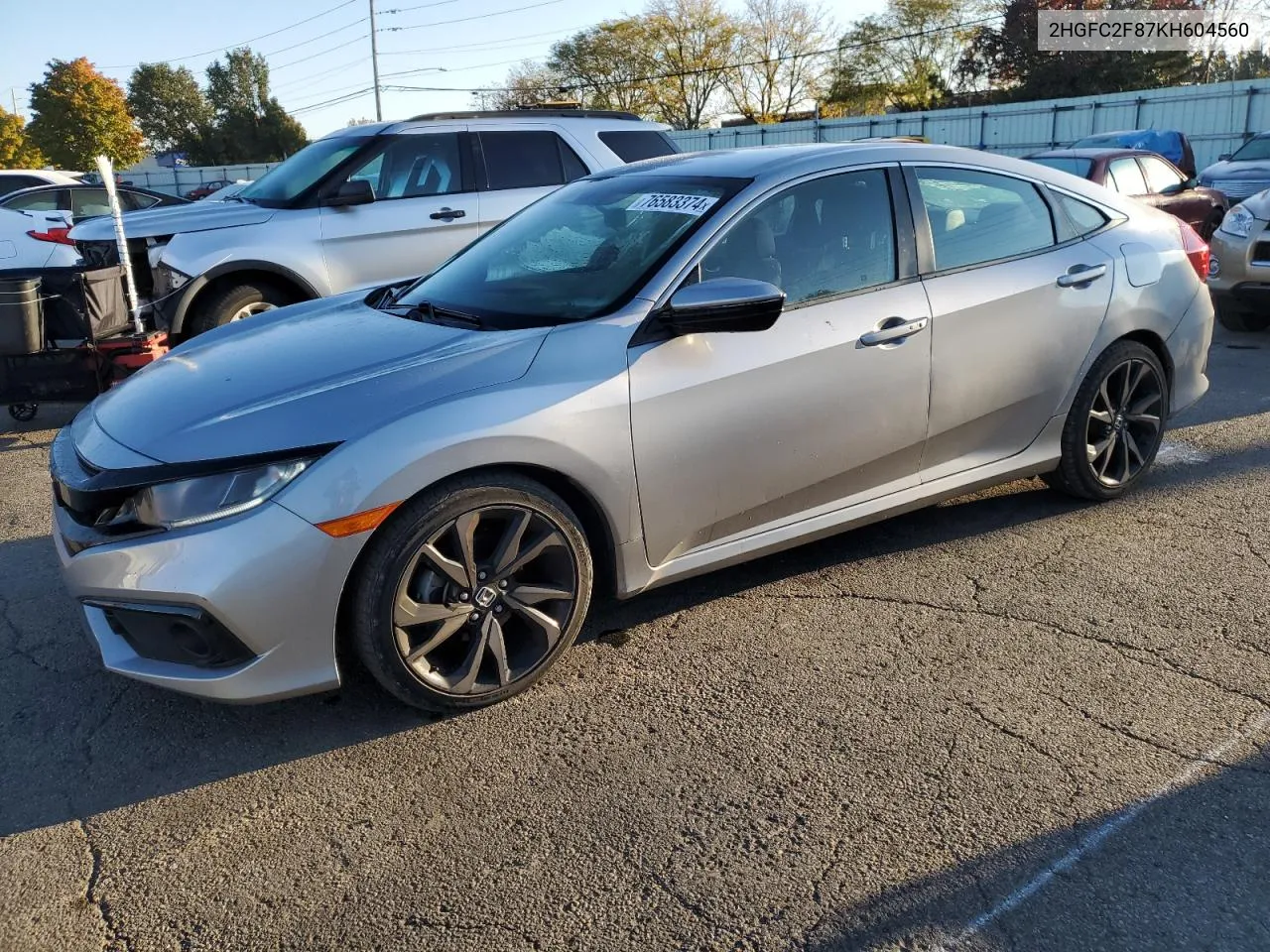 2019 Honda Civic Sport VIN: 2HGFC2F87KH604560 Lot: 76583374