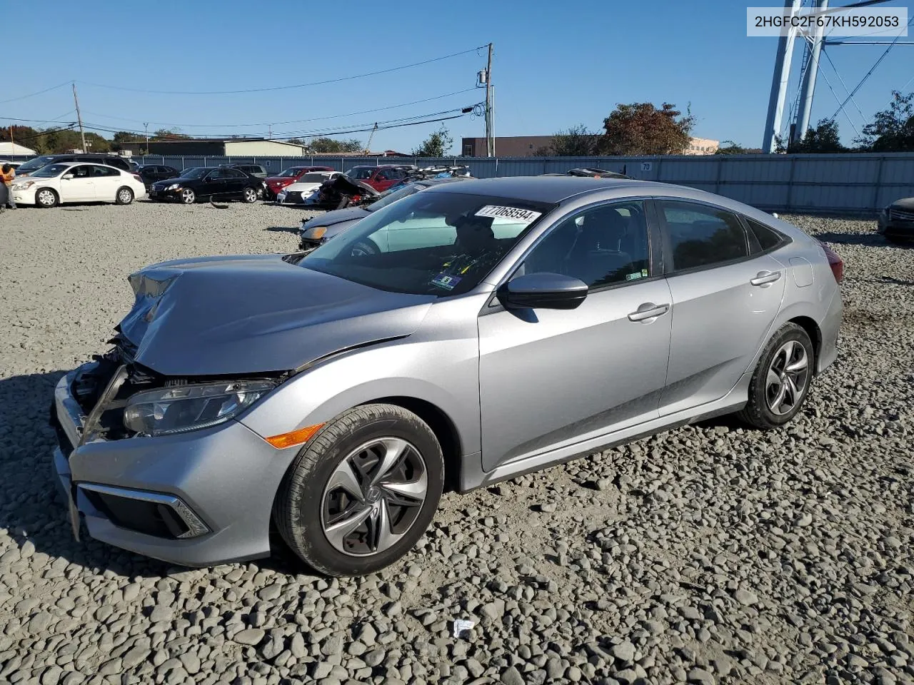 2019 Honda Civic Lx VIN: 2HGFC2F67KH592053 Lot: 77068594