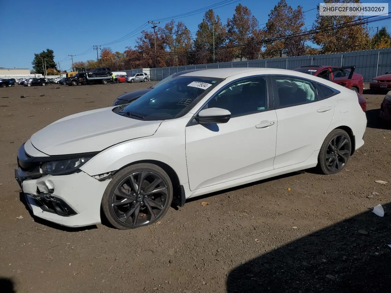 2019 Honda Civic Sport VIN: 2HGFC2F80KH530267 Lot: 77773934