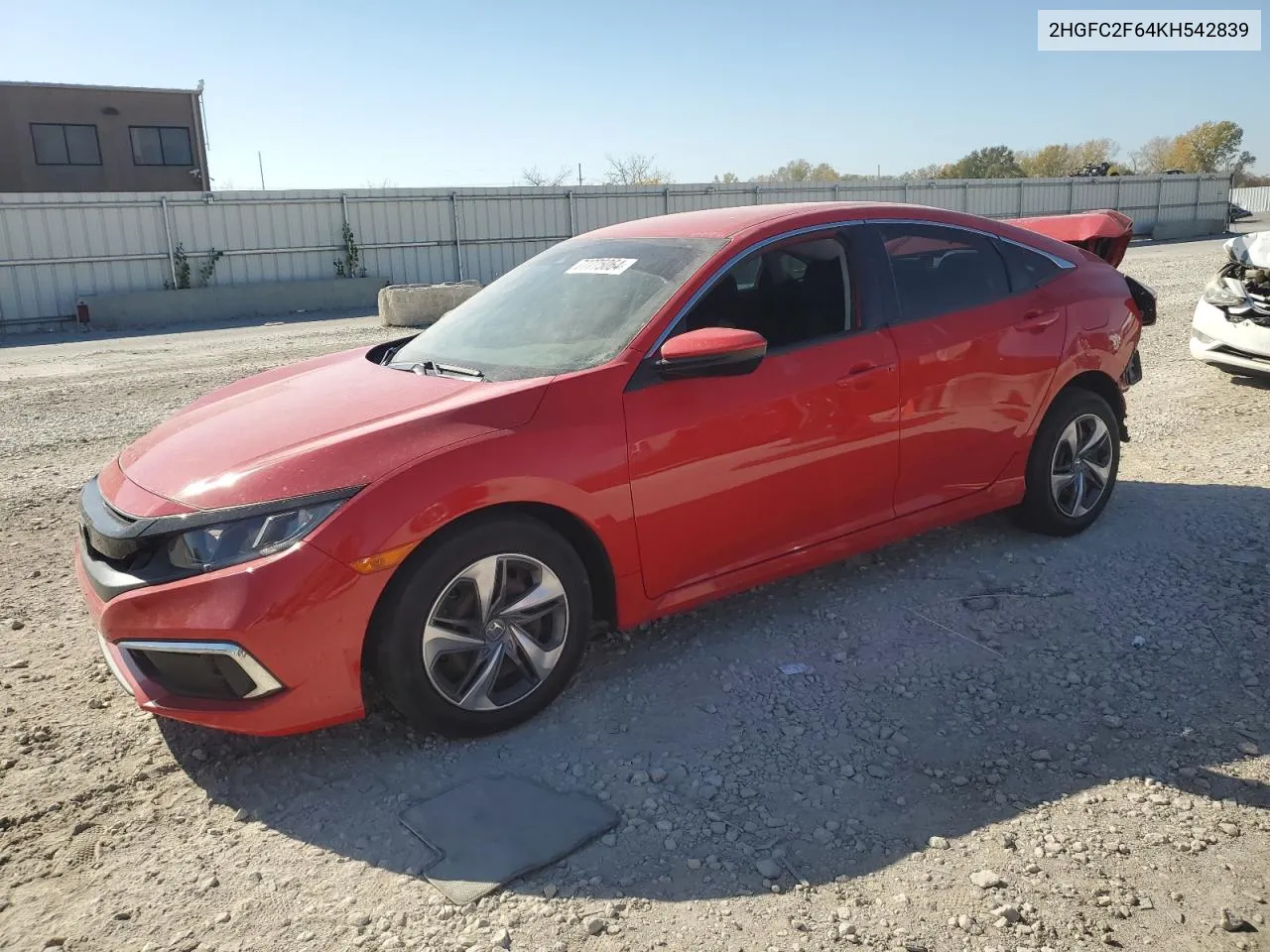 2019 Honda Civic Lx VIN: 2HGFC2F64KH542839 Lot: 77775064