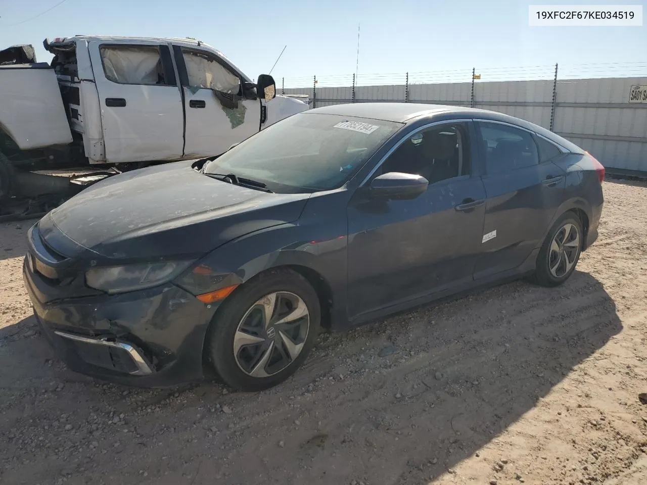 2019 Honda Civic Lx VIN: 19XFC2F67KE034519 Lot: 77852194