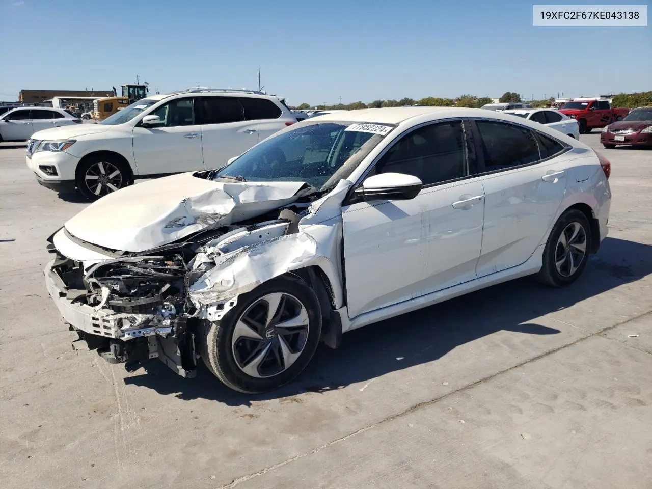 2019 Honda Civic Lx VIN: 19XFC2F67KE043138 Lot: 77952224