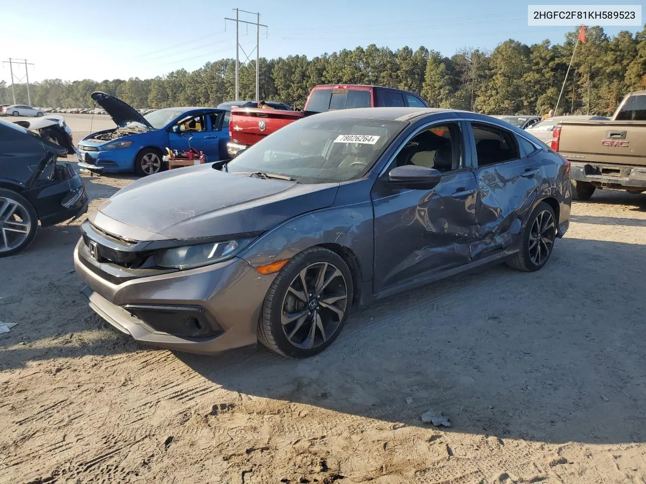 2019 Honda Civic Sport VIN: 2HGFC2F81KH589523 Lot: 78026264