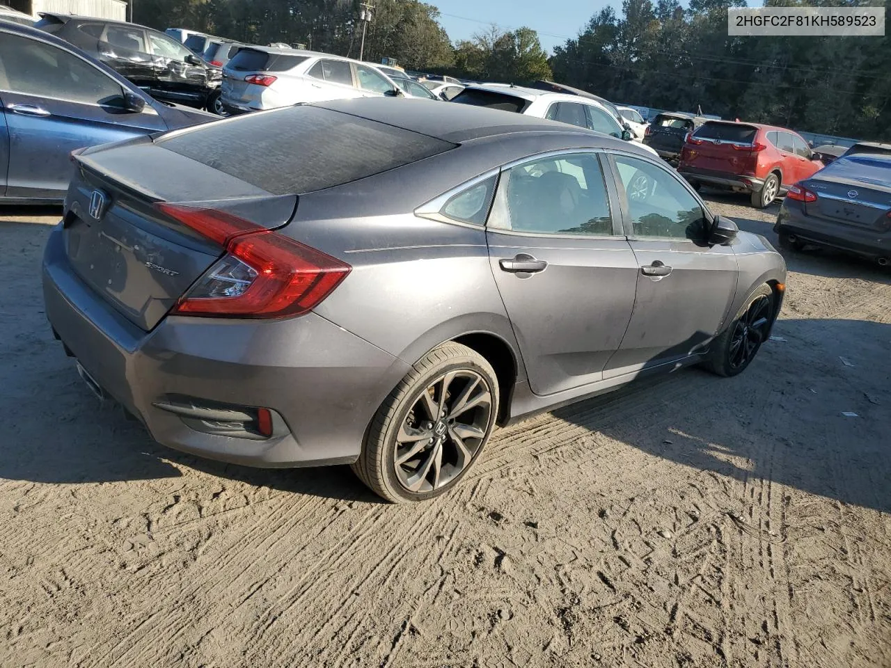 2019 Honda Civic Sport VIN: 2HGFC2F81KH589523 Lot: 78026264