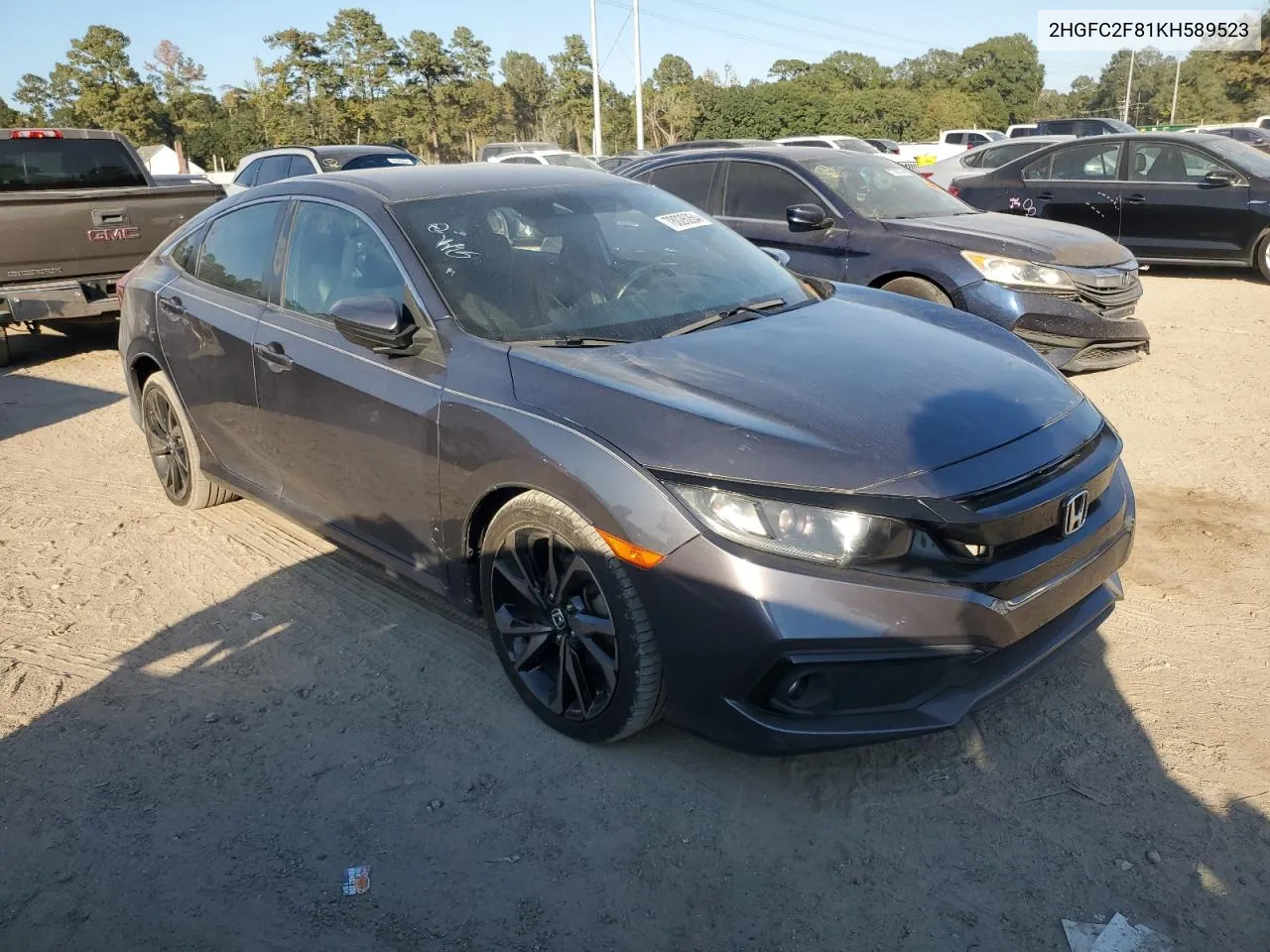 2019 Honda Civic Sport VIN: 2HGFC2F81KH589523 Lot: 78026264