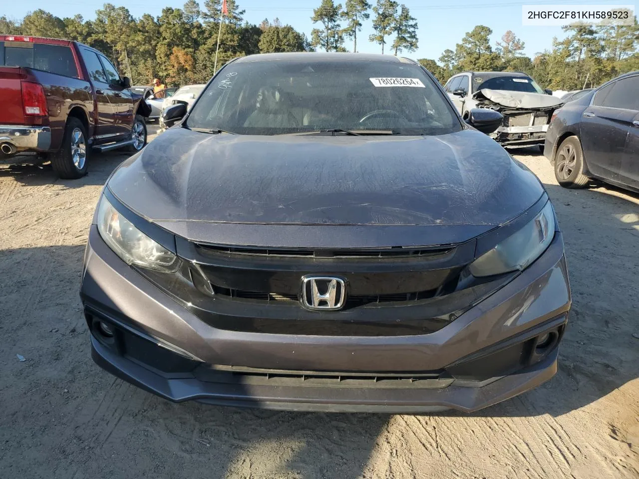 2019 Honda Civic Sport VIN: 2HGFC2F81KH589523 Lot: 78026264