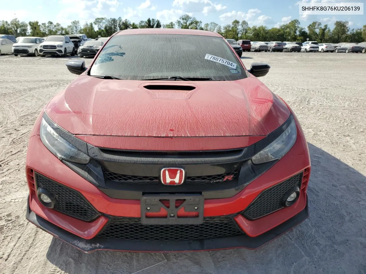 2019 Honda Civic Type-R Touring VIN: SHHFK8G76KU206139 Lot: 78075704