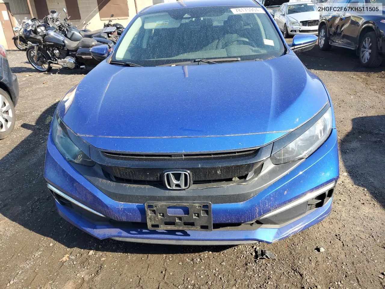 2019 Honda Civic Lx VIN: 2HGFC2F67KH511505 Lot: 78175904