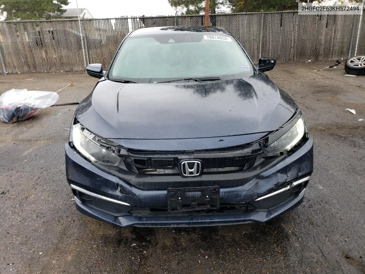 2019 Honda Civic Lx VIN: 2HGFC2F63KH572494 Lot: 78674934