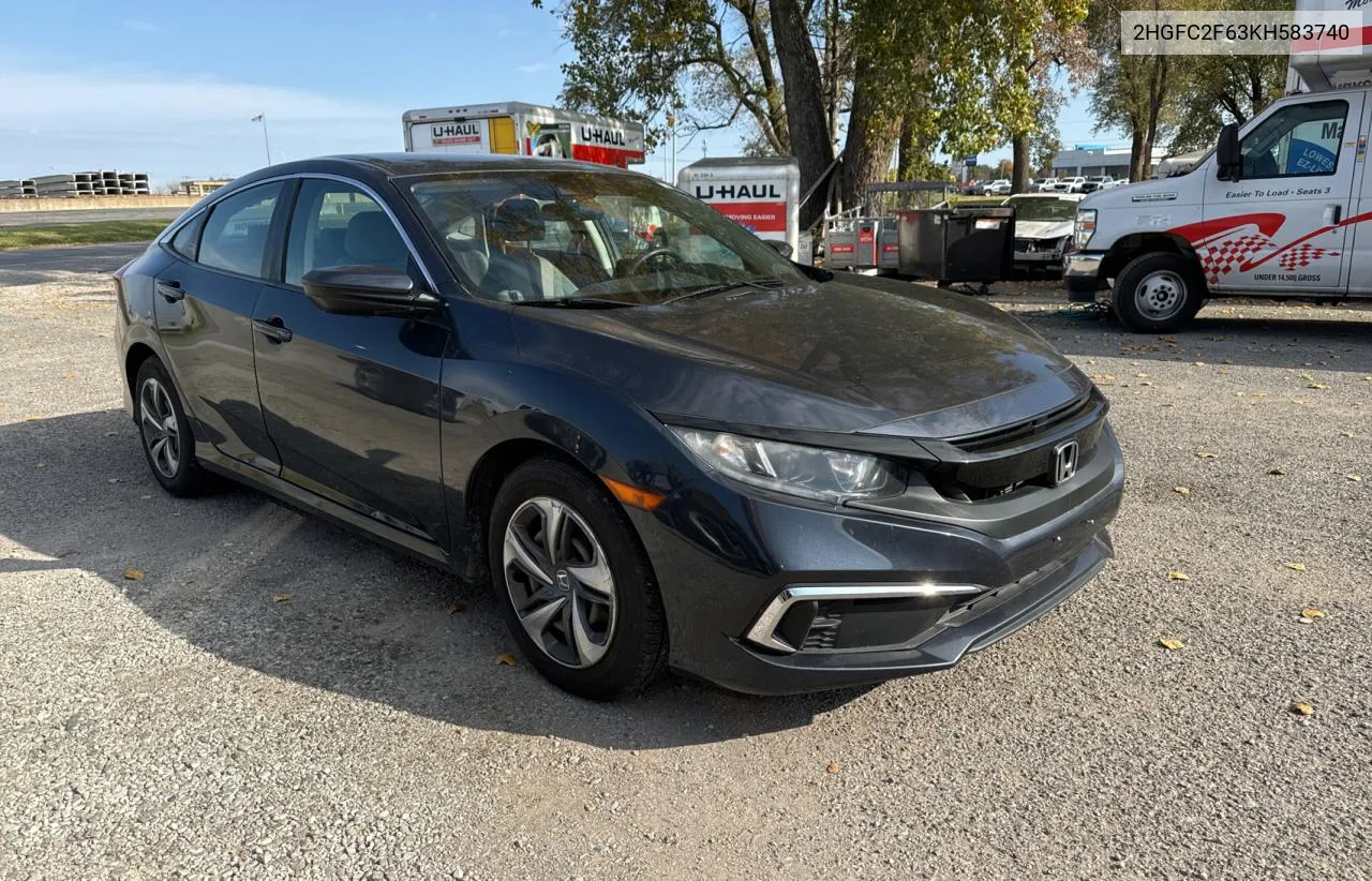 2019 Honda Civic Lx VIN: 2HGFC2F63KH583740 Lot: 79335194