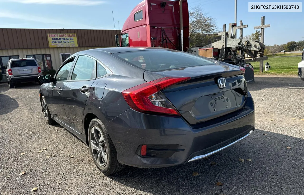 2019 Honda Civic Lx VIN: 2HGFC2F63KH583740 Lot: 79335194