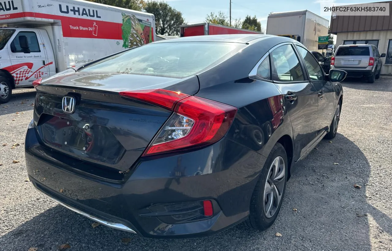 2019 Honda Civic Lx VIN: 2HGFC2F63KH583740 Lot: 79335194